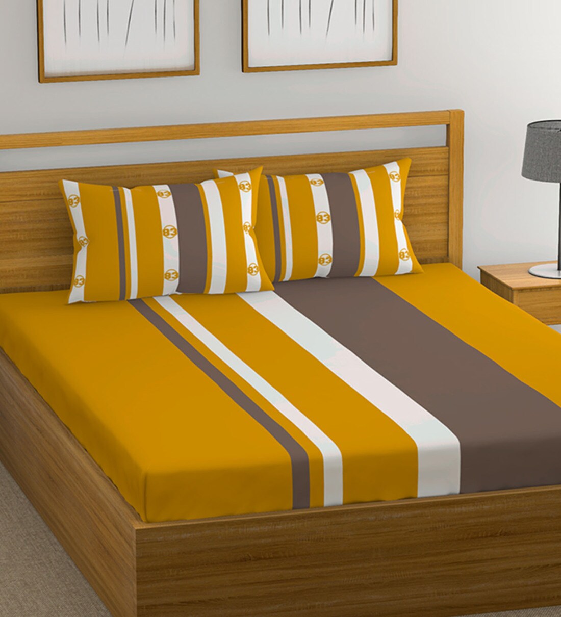 Buy Series 83 Special Edition 100 Cotton 120TC Double Bedsheet With 2