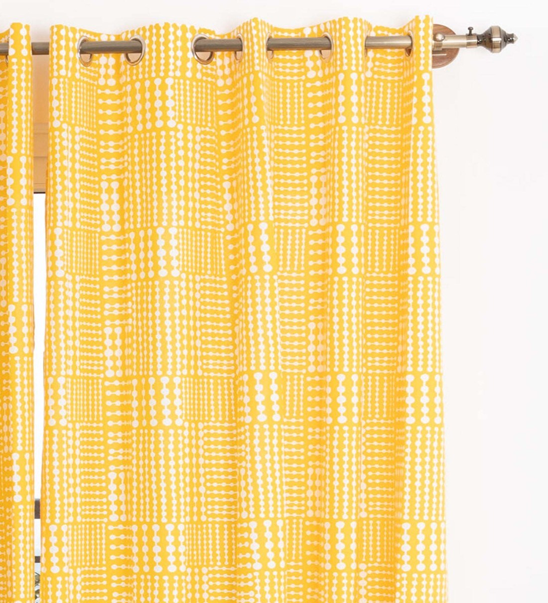 Buy Yellow 100 Cotton Geometric 7ft Semisheer Eyelet 1 Pc Door