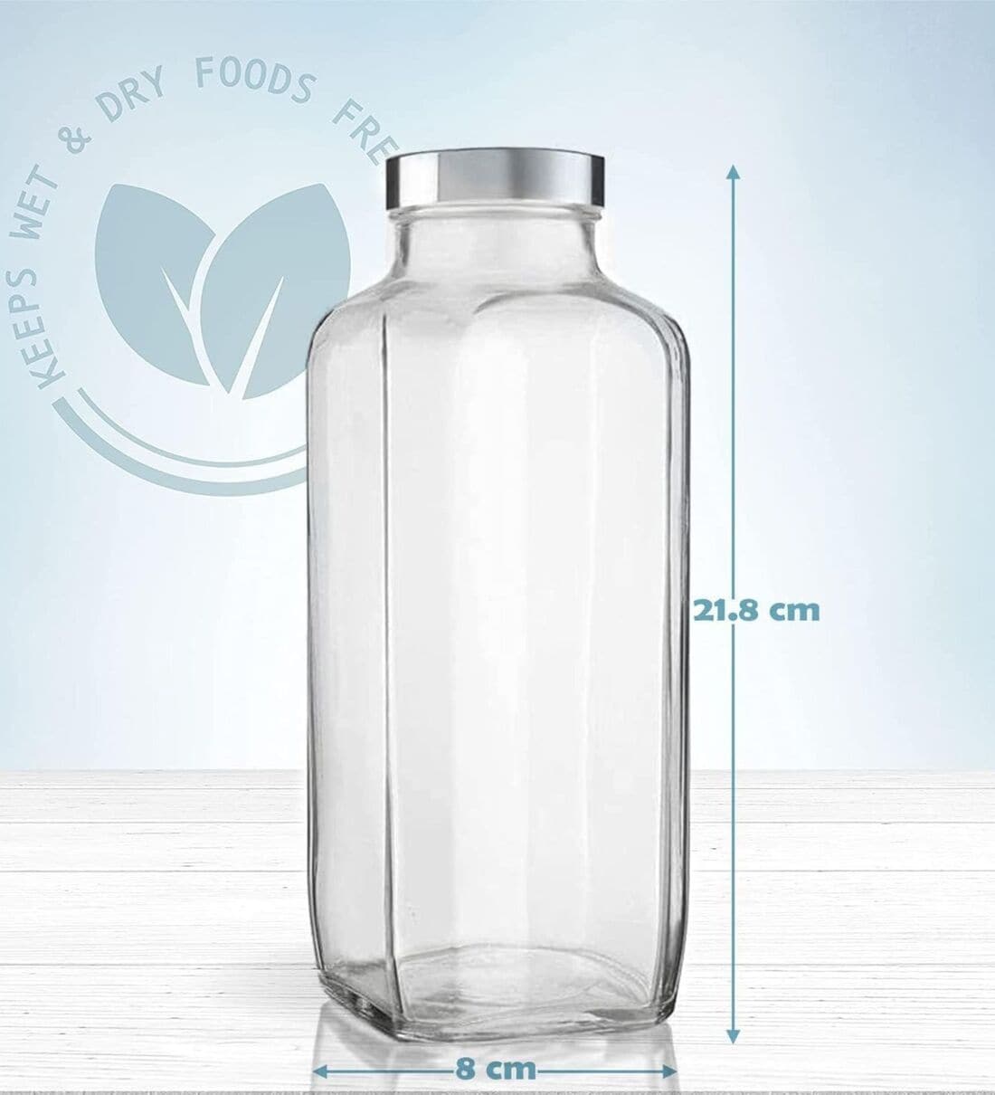 Buy 1000ml Transparent Square Glass Water Bottle with Air-Tight