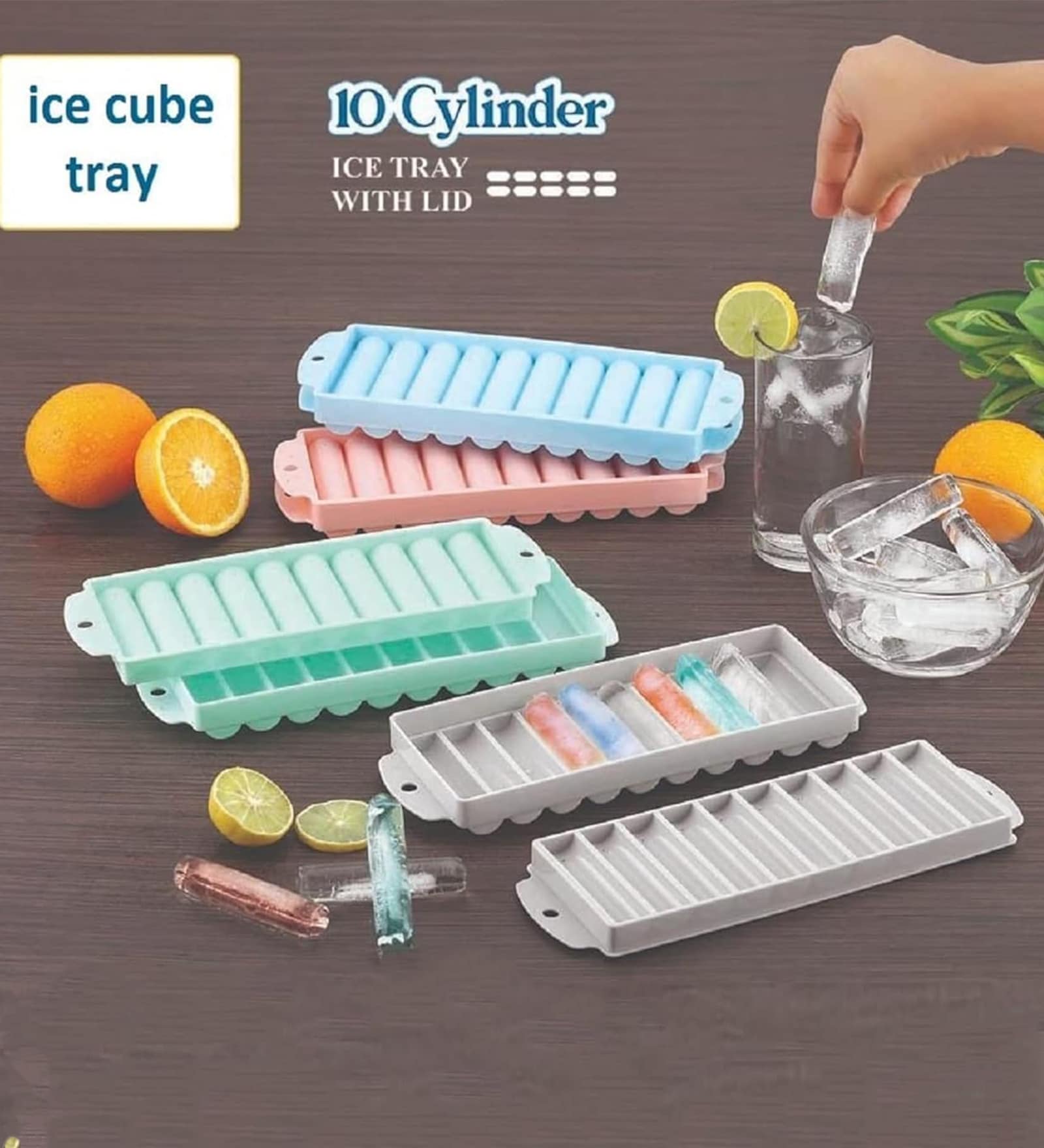 10 Cylinder Sticks Ice Cube Tray