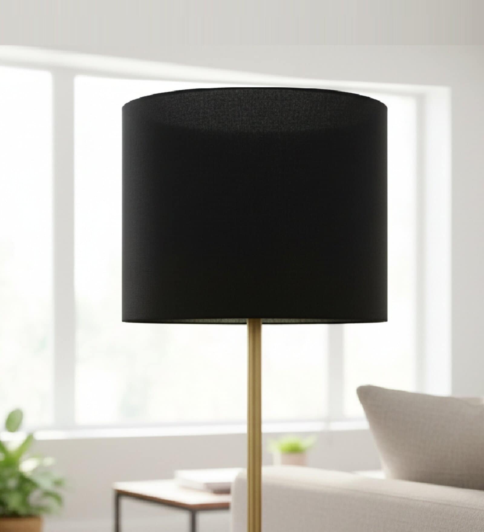 10-Inch Black Fabric Drum Lampshade