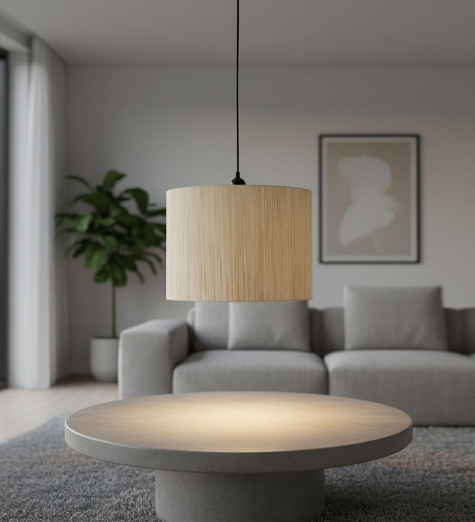 10-Inch Cream Texture Fabric Drum Pendant Light, Modern Hanging Ceiling Lamp