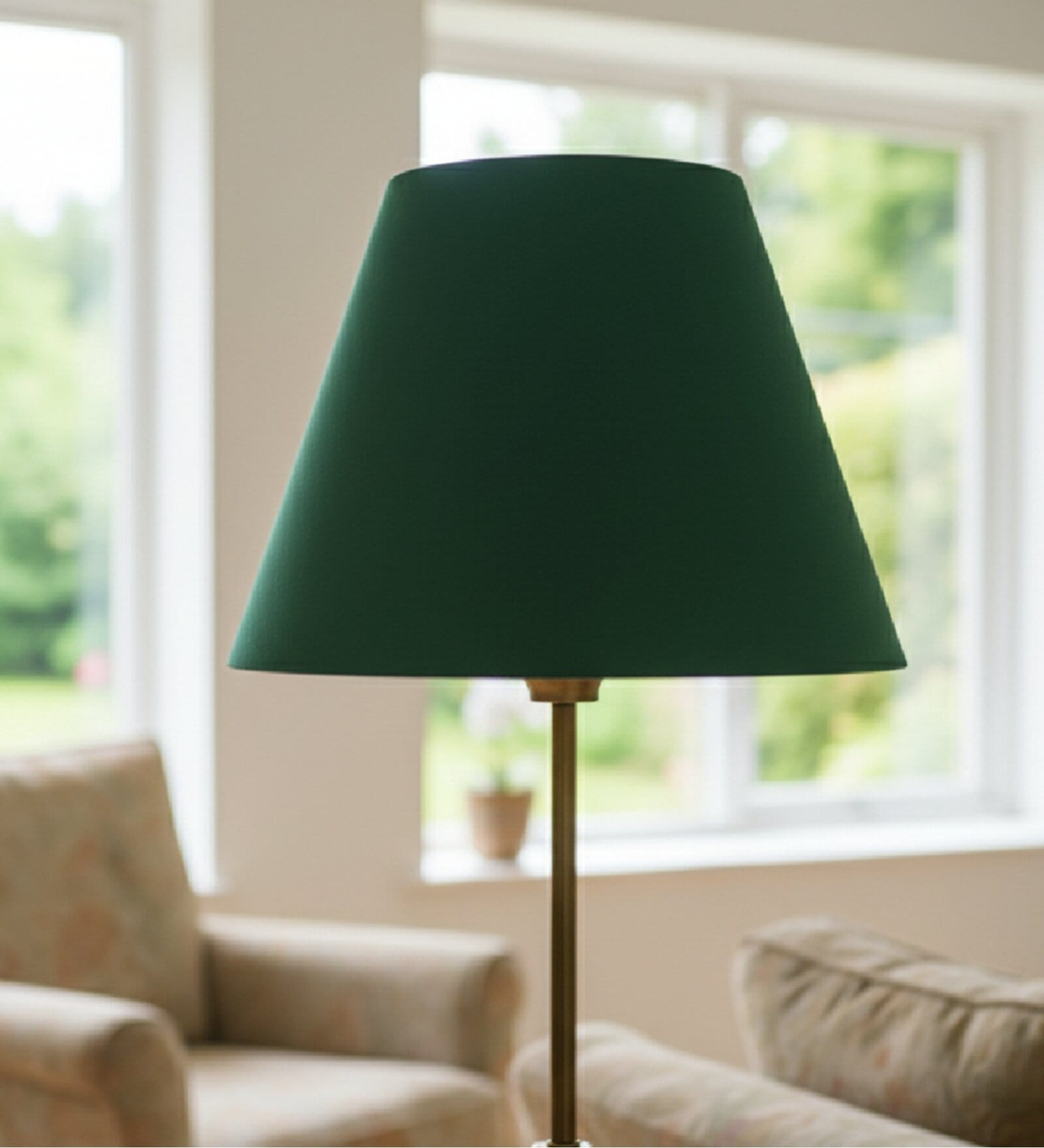 10-Inch Dark Green Fabric Conical Lampshade