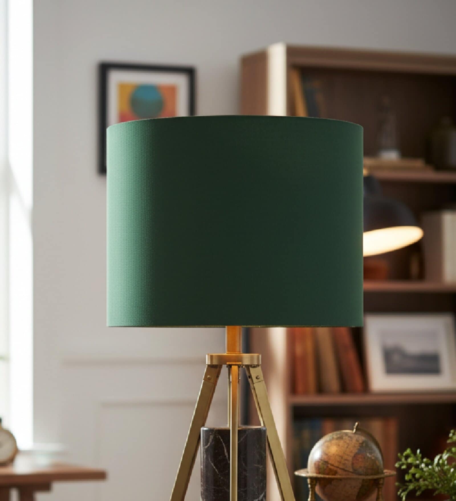 10-Inch Dark Green Fabric Drum Lampshade