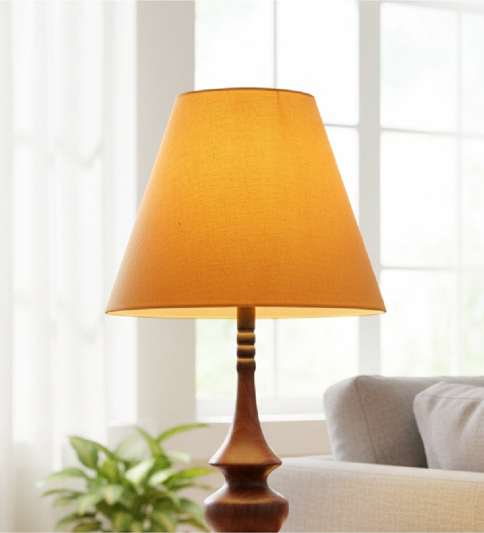 10-Inch Dark Yellow Fabric Conical Lampshade