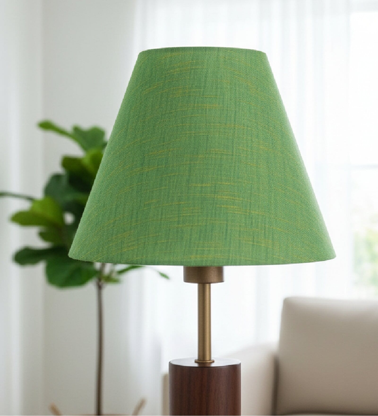 10-Inch Green Texture Fabric Conical Lampshade