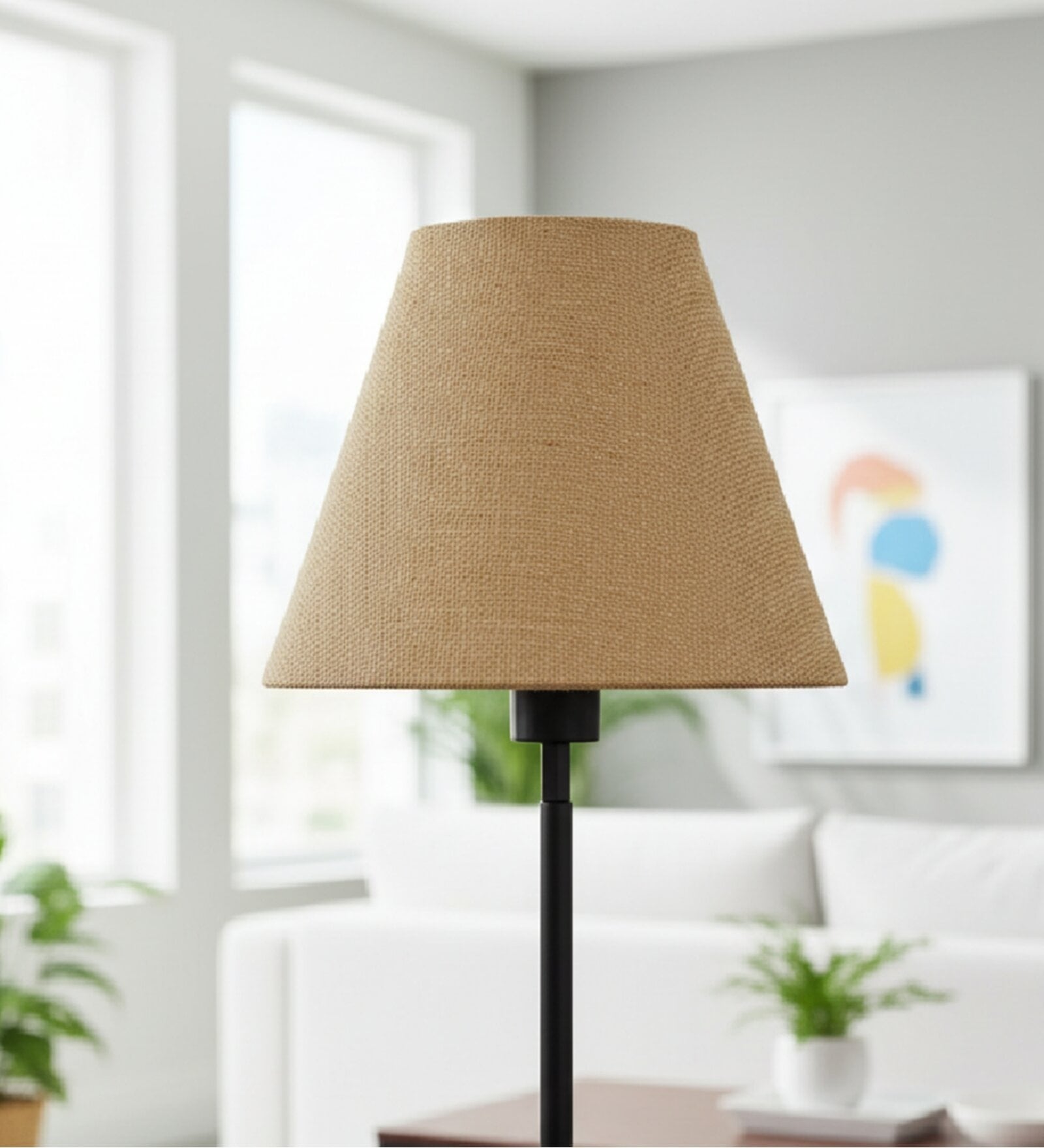 10-Inch Natural Jute Fabric Conical Lampshade
