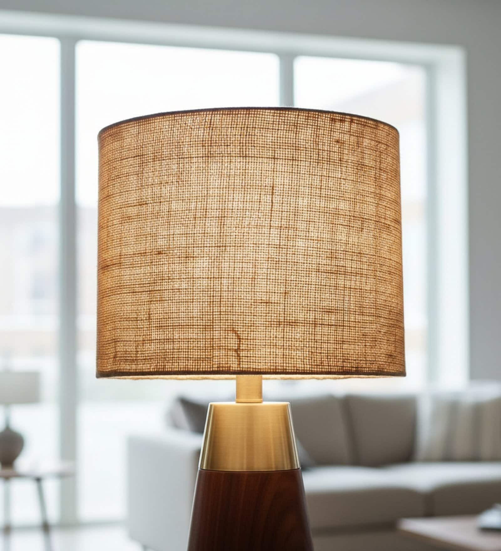 10-Inch Natural Jute Fabric Drum Lampshade