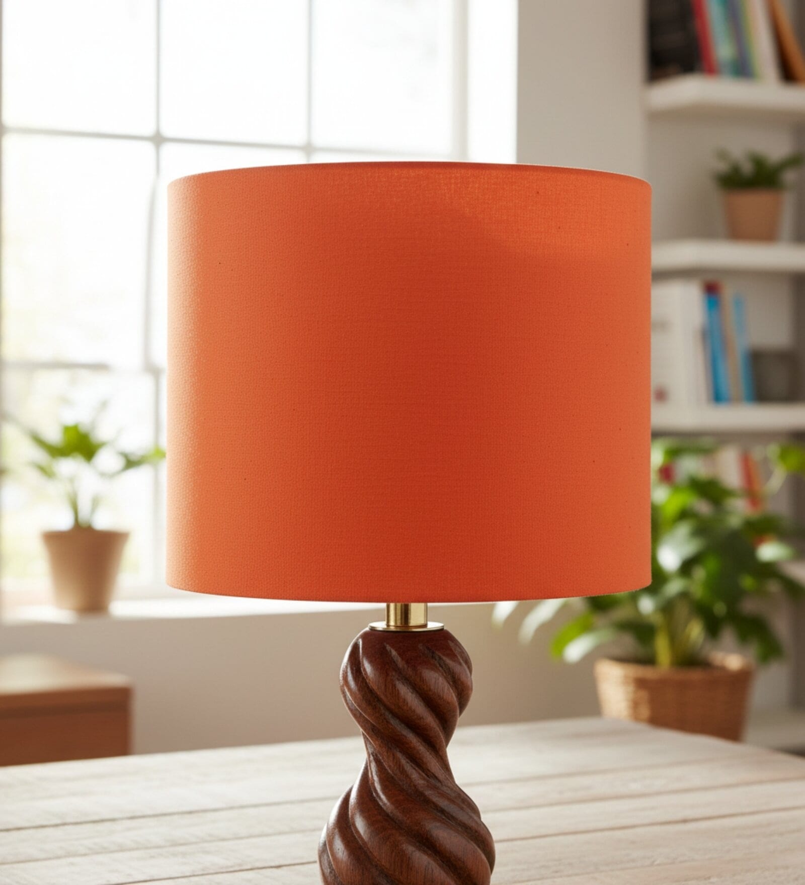 10-Inch Orange Fabric Drum Lampshade