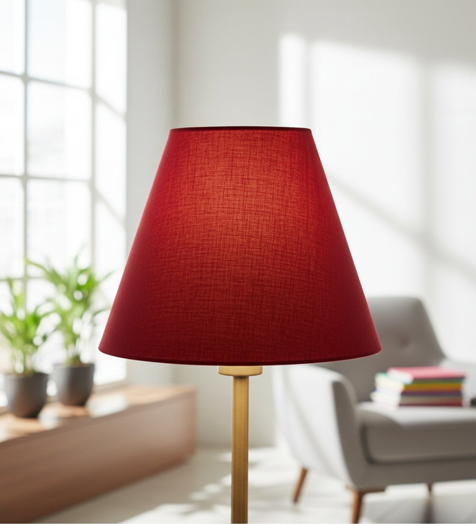 10-Inch Red Fabric Conical Lampshade