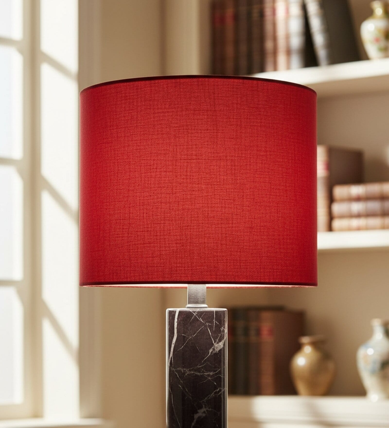 10-Inch Red Fabric Drum Lampshade