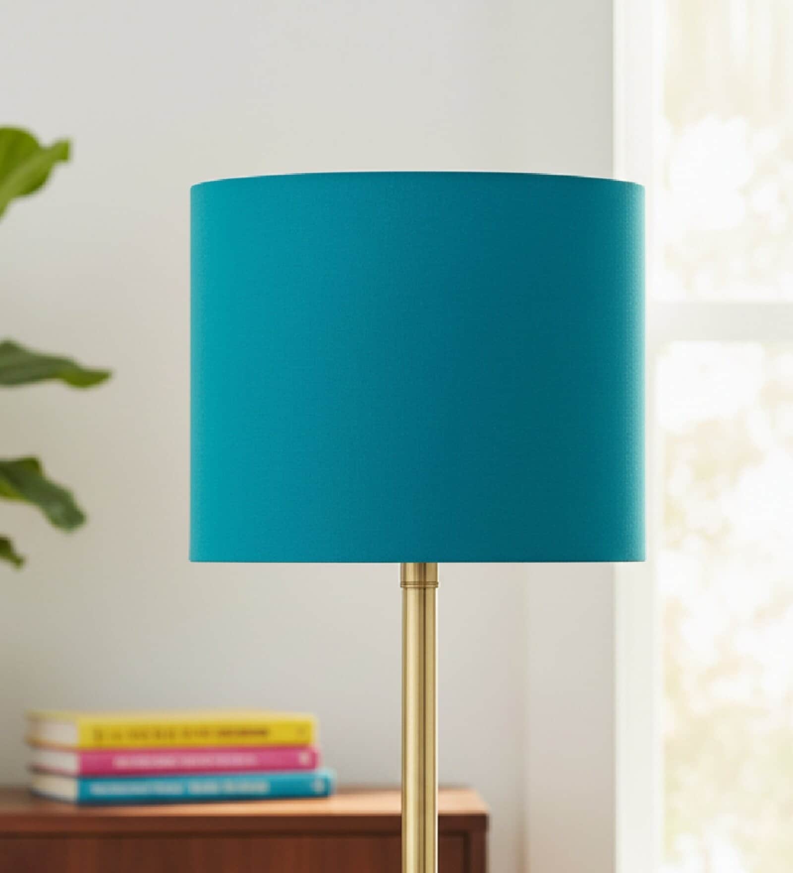 10-Inch Teal Fabric Drum Lampshade