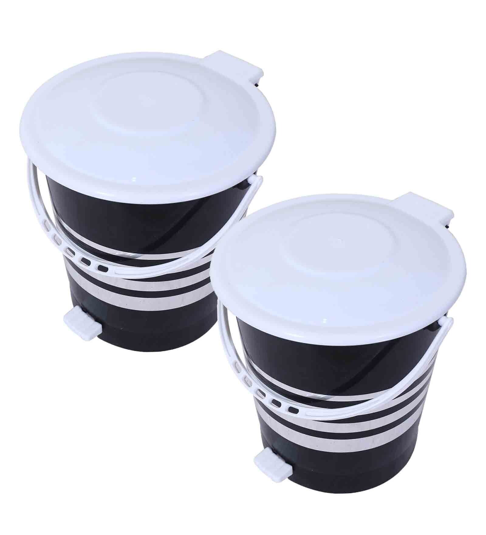 Buy 10 Litre Black Plastic Manual Lift Dustbins Set Of 2 By Kuber ...