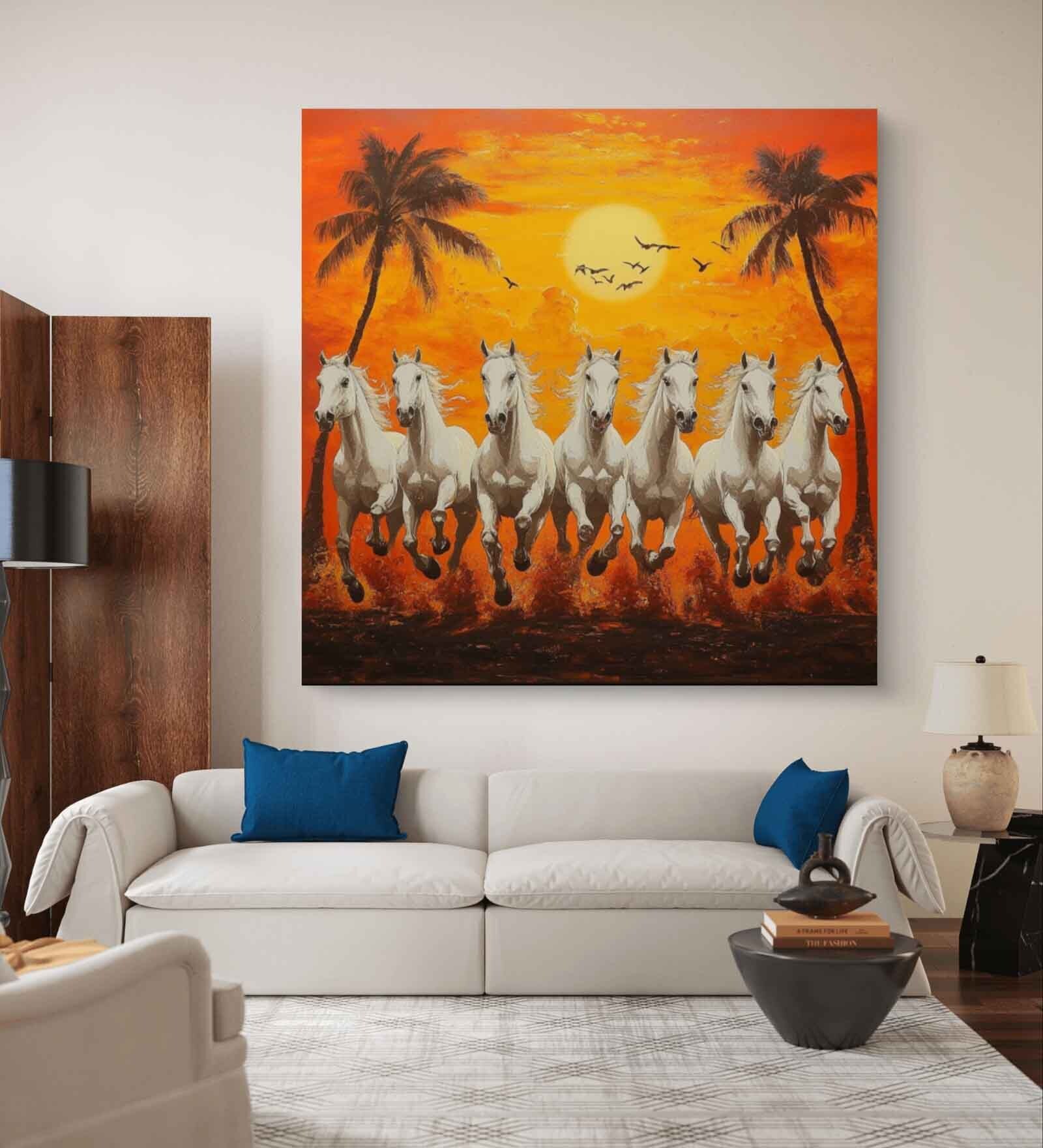 10 Running Horses Canvas Painting