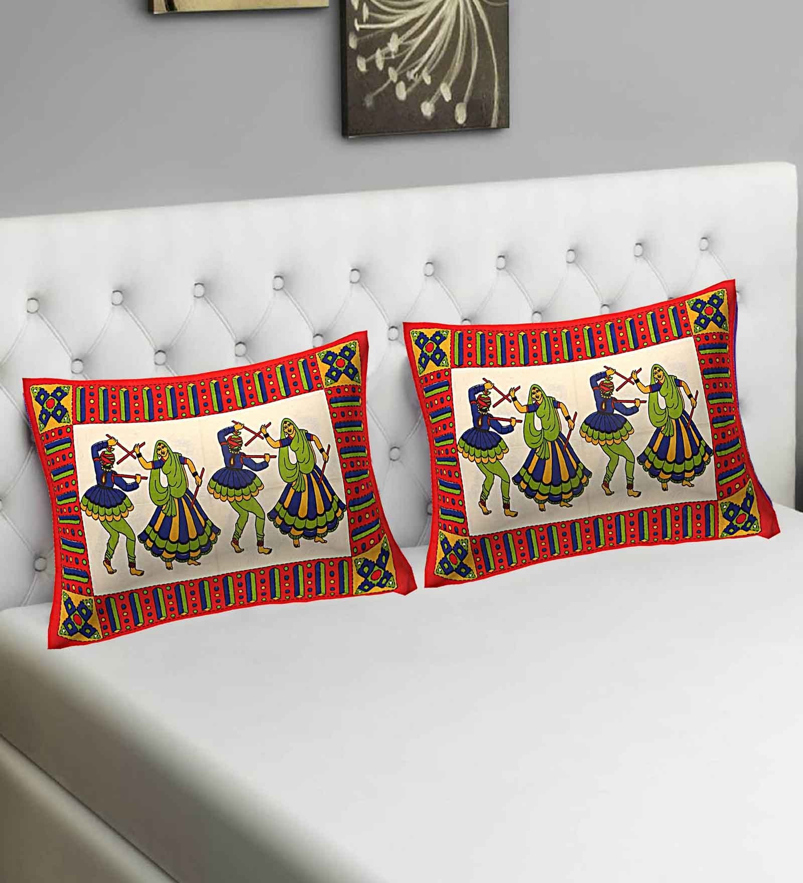 Yellow - Handcrafted Cotton Pillow Cover (Set of 2) 07