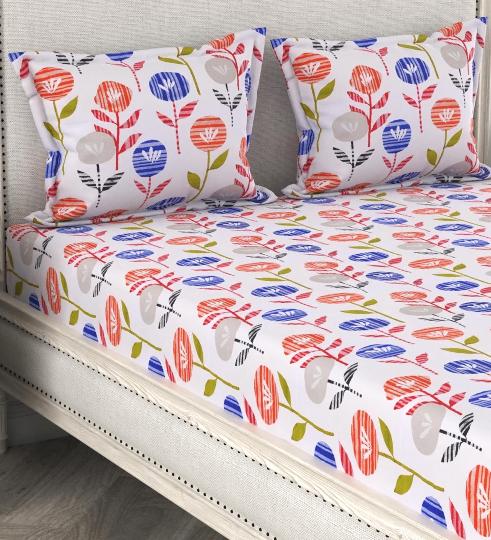 Cotton 120TC Double Bedsheet With 2 Pillow Covers