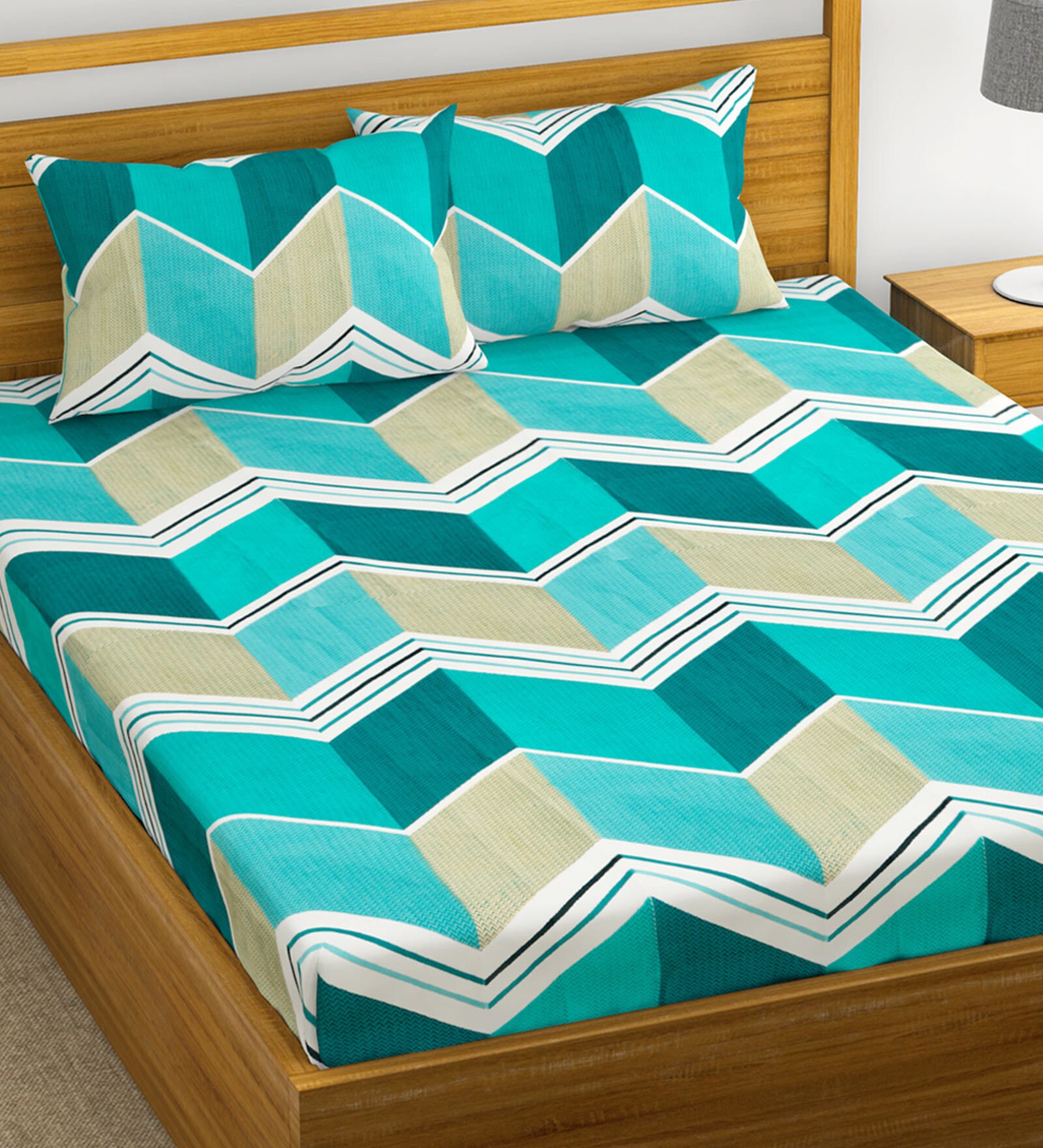 Cotton 144TC Double Bedsheet With 2 Pillow Covers