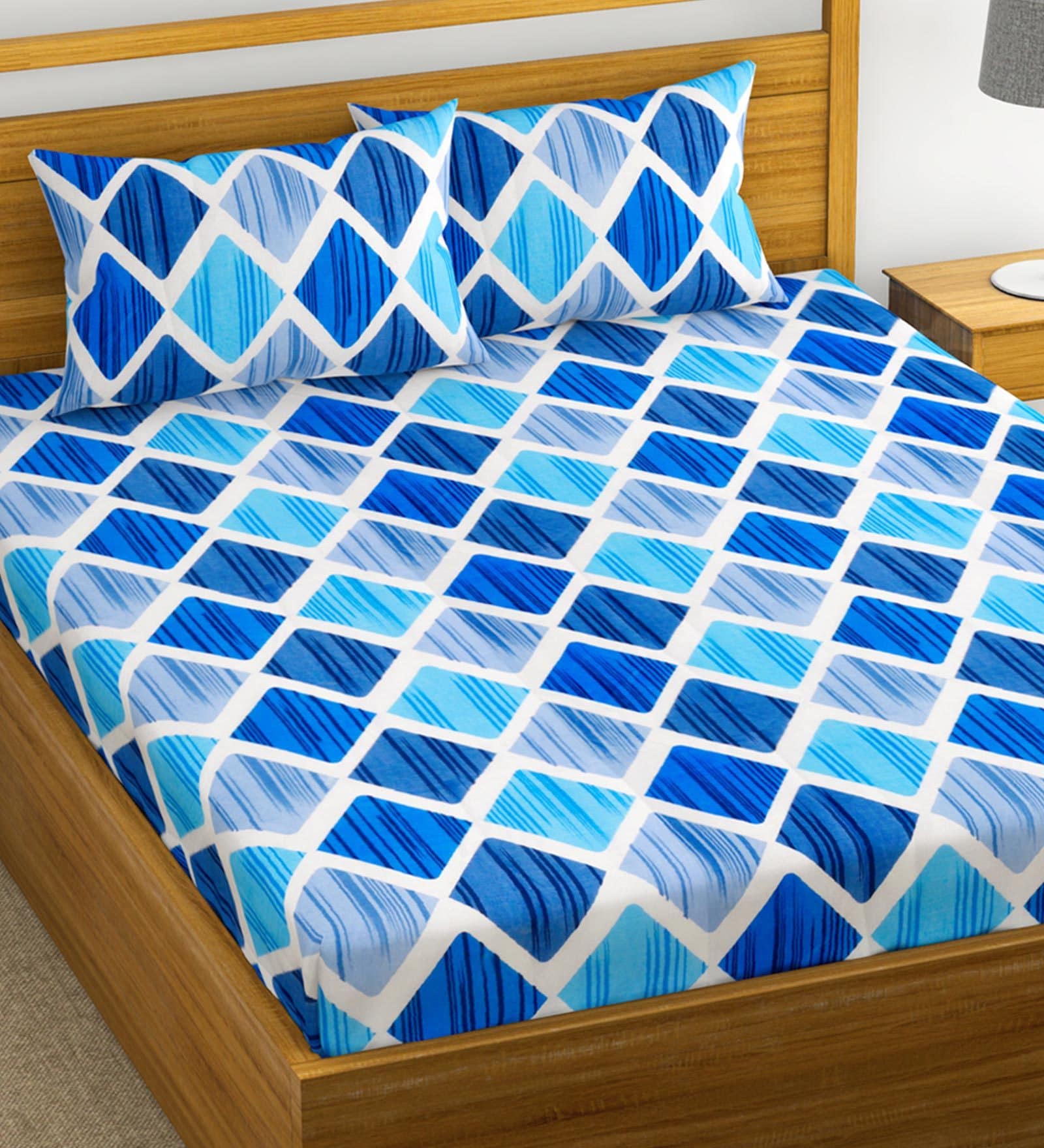 Cotton 144TC Double Bedsheet With 2 Pillow Covers