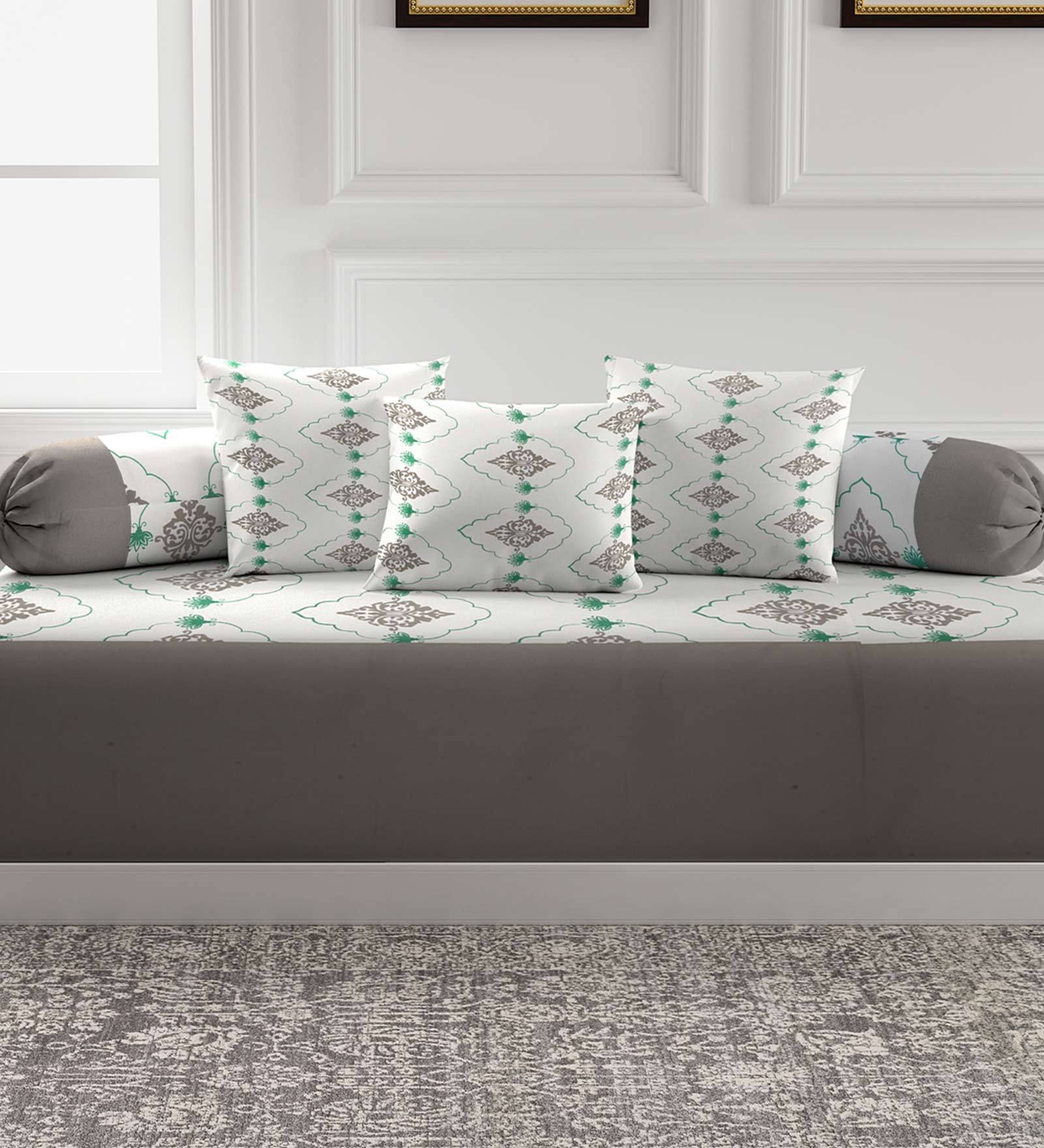 100% Cotton 200 TC 6 Piece Diwan Set