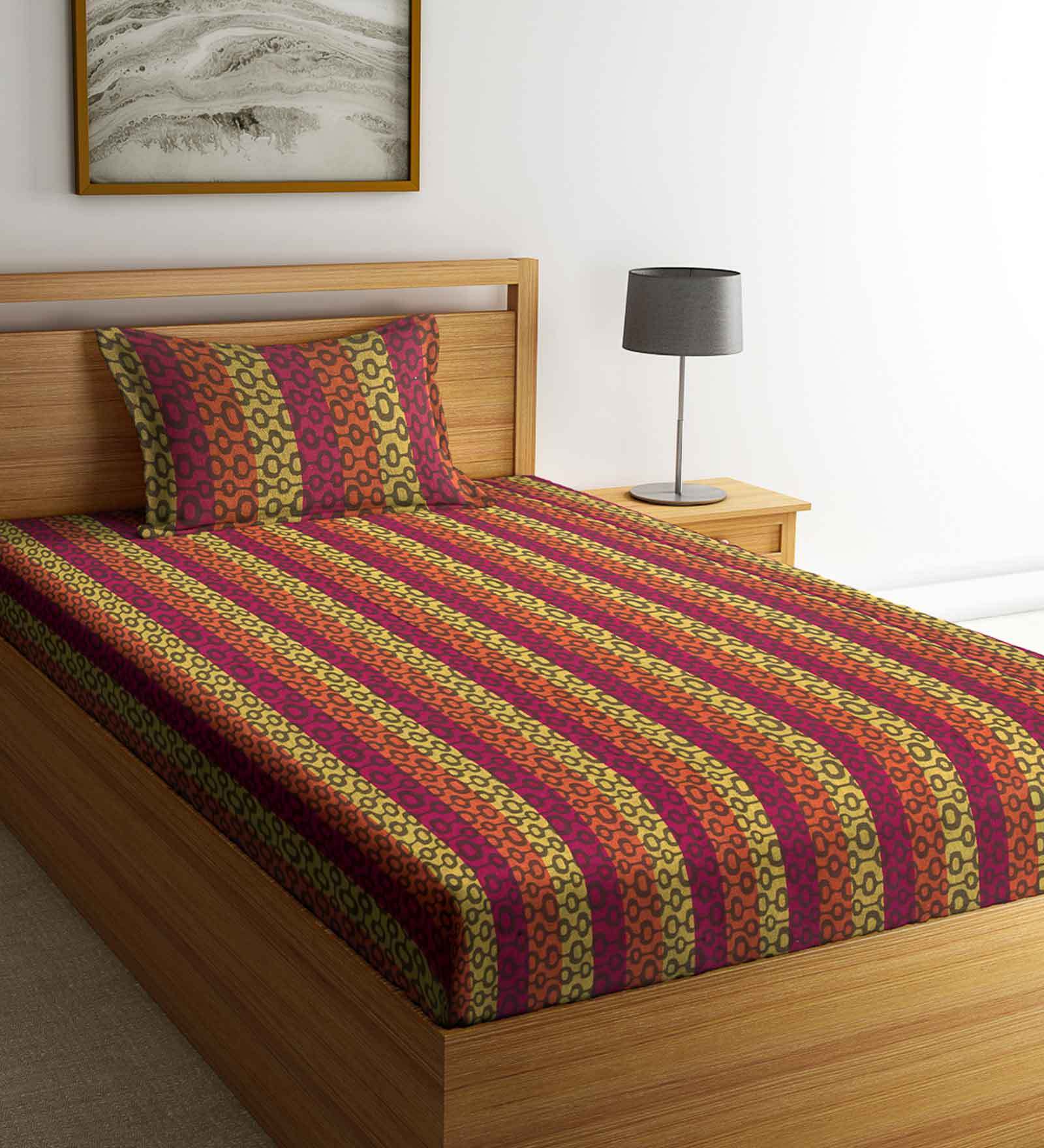 100% Cotton 240 TC Single Bed Cover with 1 Pillow Cover