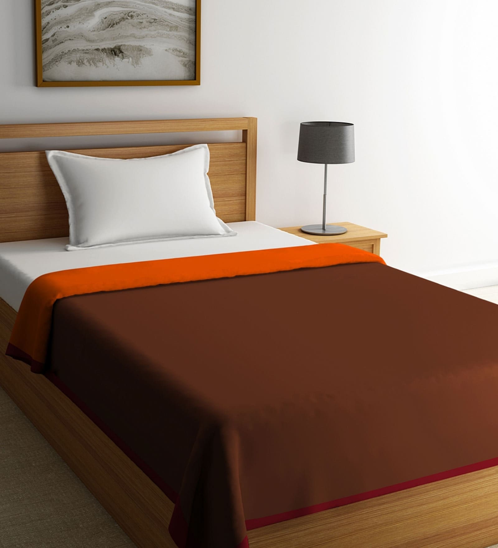 Orange Polyester Solid 120 GSM Single Bed Dohar