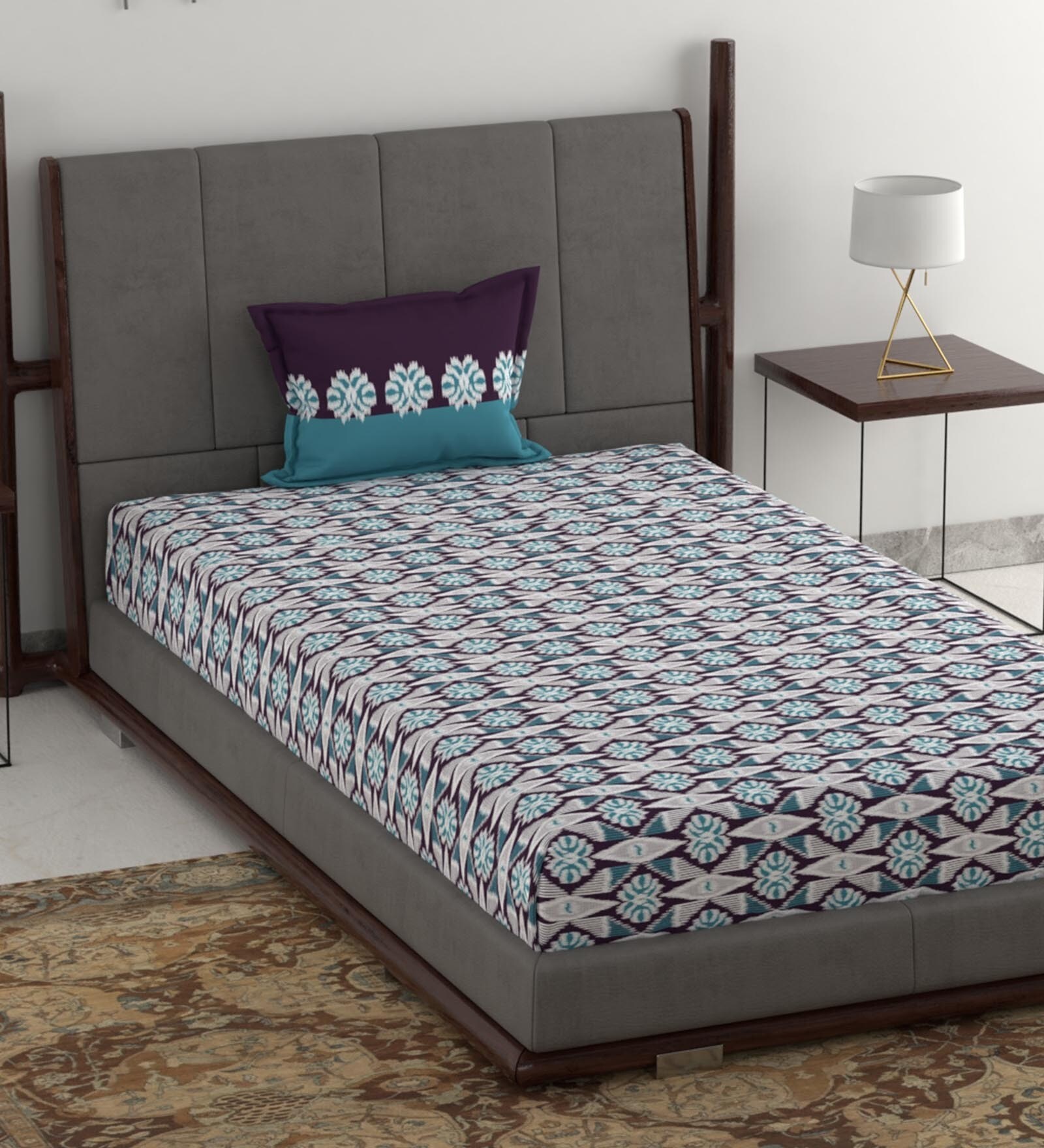 Buy Comfort Living Cotton 120TC Single Bedsheet with 1 Pillow Cover at