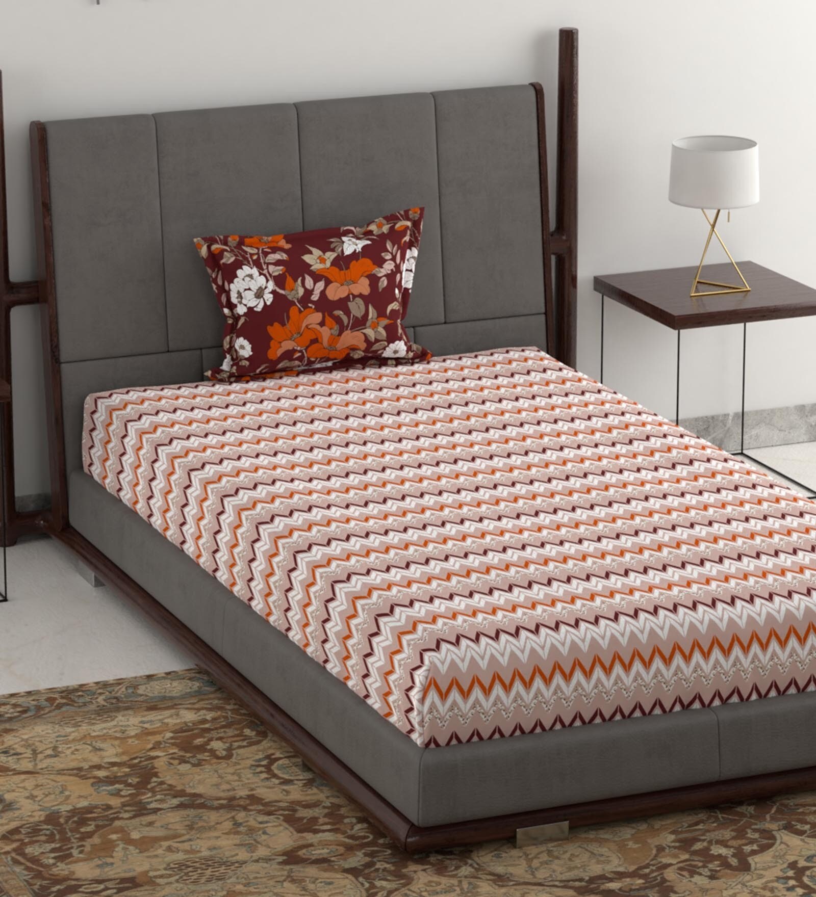 Buy Comfort Living Cotton 120TC Single Bedsheet with 1 Pillow Cover by