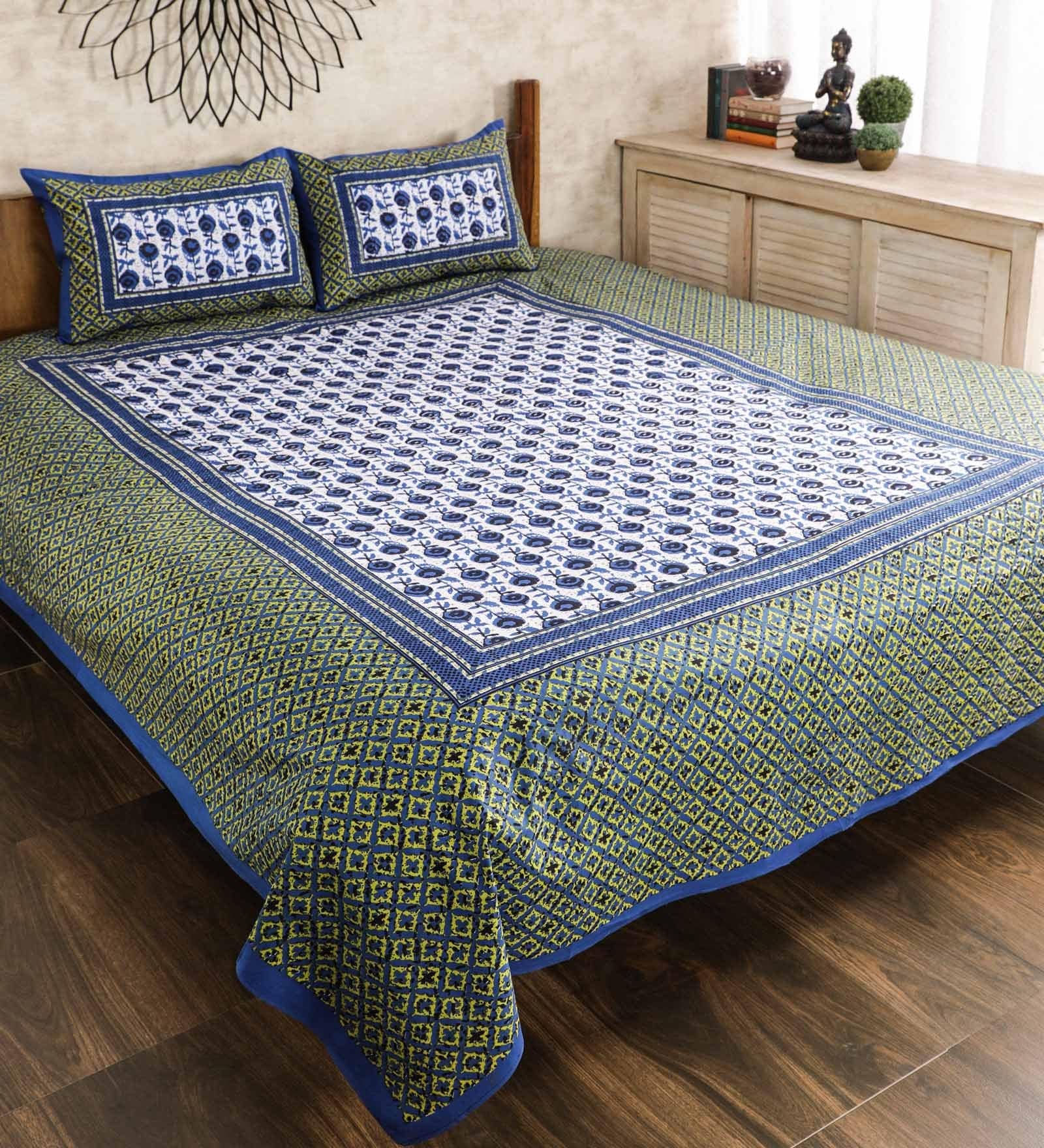 Double bed sheet hot sale with cushion cover