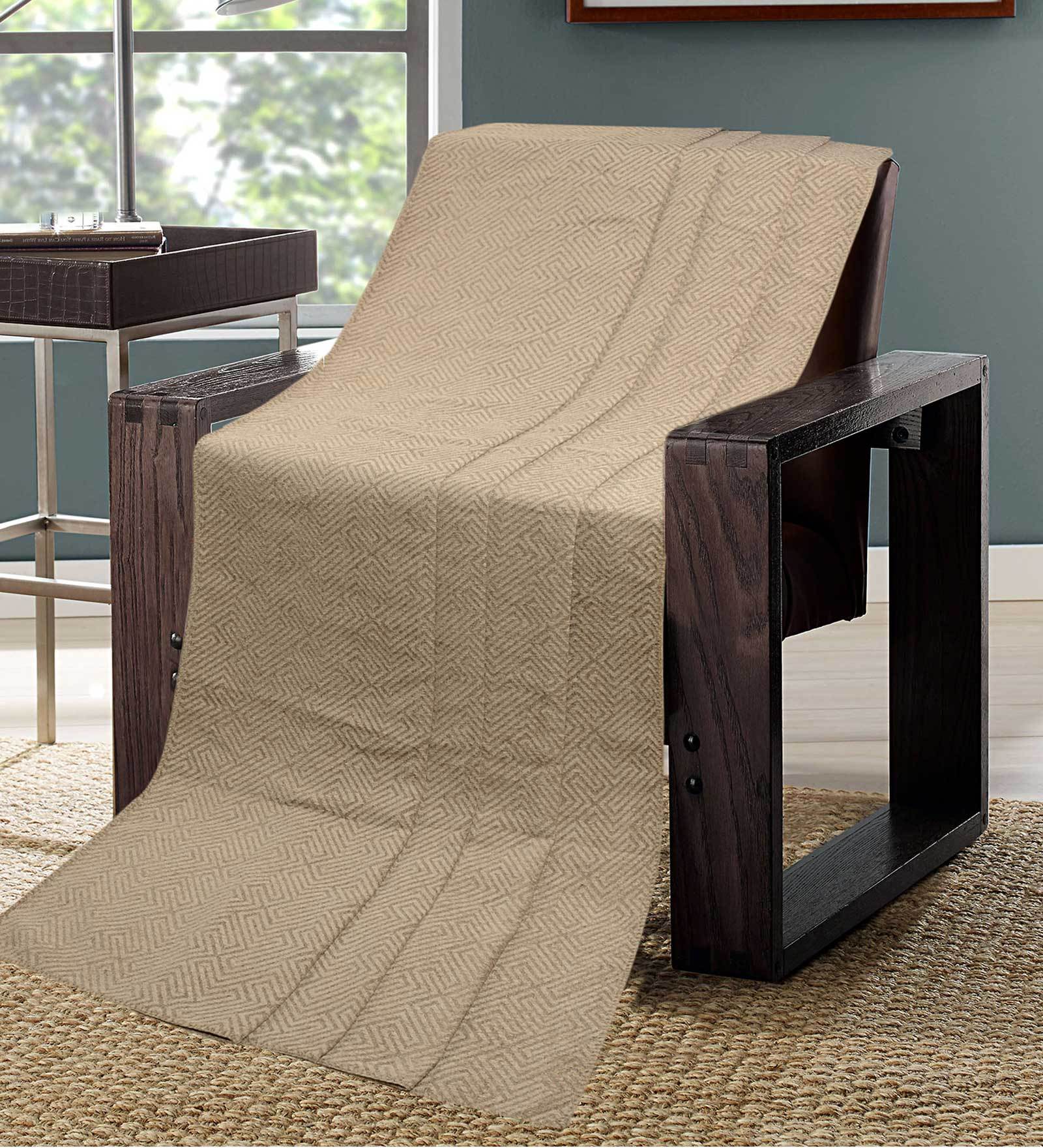 Brown Cotton Solid 63X55 Inch Reversible Throw