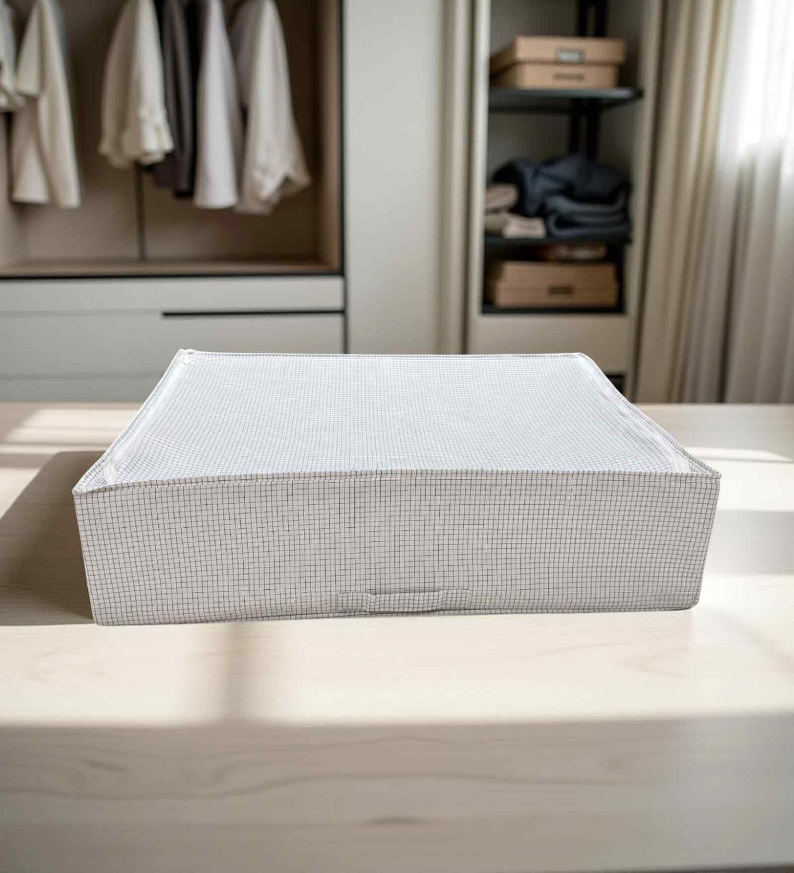 Polyester Foldable Storage Organizer with Zip-Up Lid Durable, Washable, Dust-Proof Solution