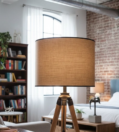 10-Inch Beige Fabric Drum Lampshade