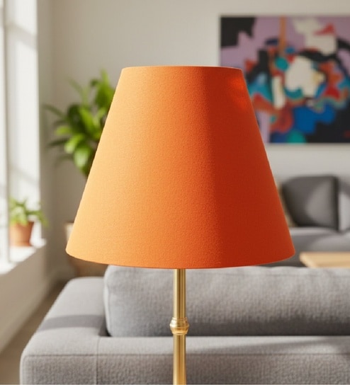 10-Inch Orange Fabric Conical Lampshade