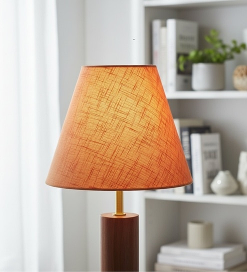 10-Inch Orange Texture Fabric Conical Lampshade