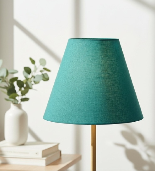 10-Inch Teal Fabric Conical Lampshade