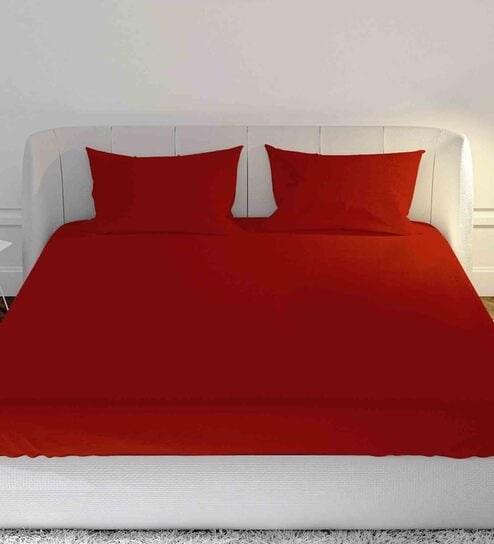 Tuberose Pink Solid 144 TC Cotton Double Size Bedsheet With 2 Pillow Covers