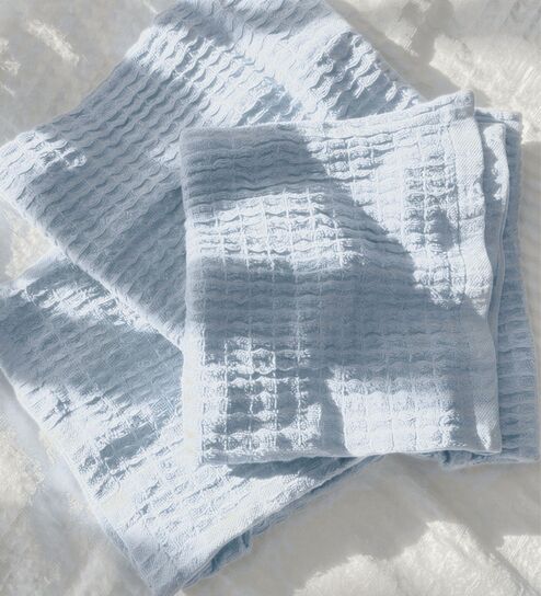 Blue 100% Bamboo Waffle Face Towel Set Of 4