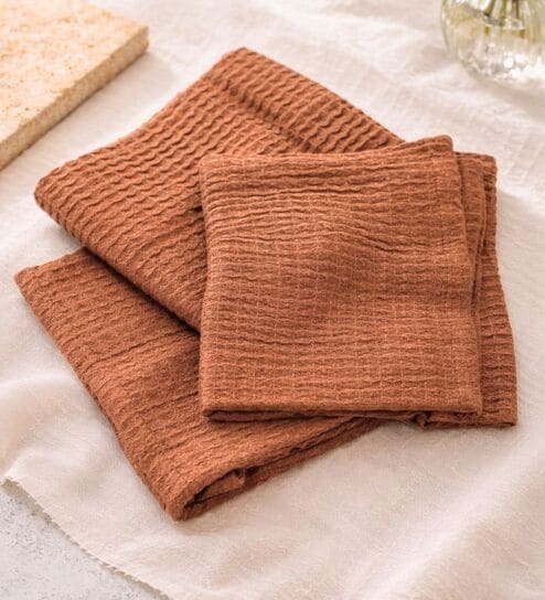 Maple Sugar 100% Bamboo Waffle Face Towel Set Of 4