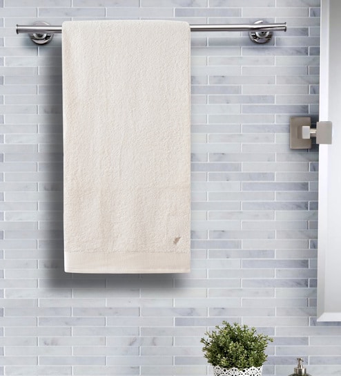 Beige Solid 550 GSM 100 % Cotton Bath Towel by Maspar