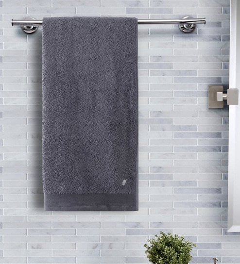 Grey Solid 550 GSM 100 % Cotton Bath Towel by Maspar