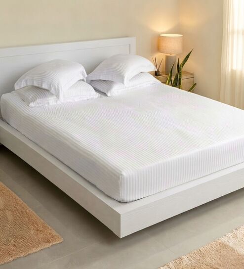 White 100% Pure Bamboo Bedsheet Set With 1 Bedsheet & 4 Pillow Covers-image-20