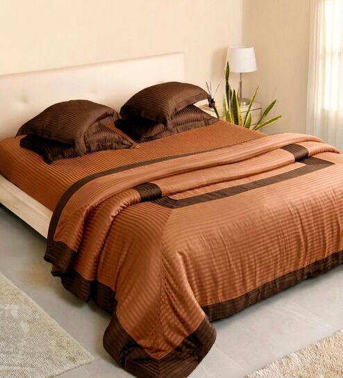 Cacao Nibs 100% Pure Bamboo Contrast King Duvet With Panel Design