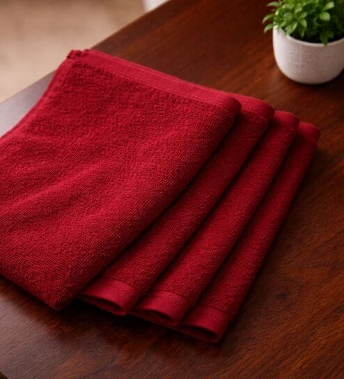 Merlot 100% Pure Bamboo Terry Face Towel Set Of 4