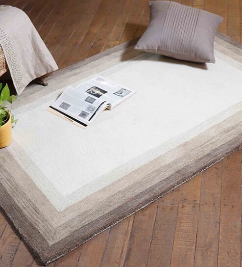 Grey 100% Wool Abstract 4  x 6  Feet Hand Tufted Carpet by Zeba