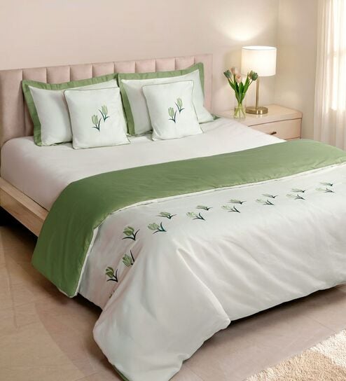 Olive Green 1000 Tc Cotton Reversible King Duvet