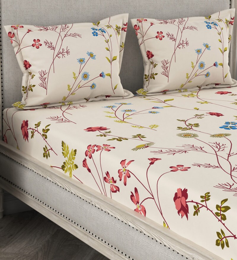 Buy 100 Cotton 120TC Double Bedsheet With 2 Pillow Cover by Urban