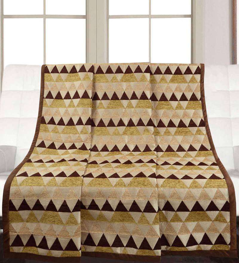 Buy Brown Cotton Printed 63X55 Inch Reversible Throw by Saral Home
