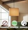10-Inch Beige Fabric Drum Pendant Light