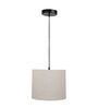 10-Inch Beige Fabric Drum Pendant Light, Modern Hanging Ceiling Lamp