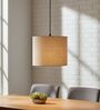 10-Inch Beige Fabric Drum Pendant Light