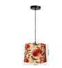 10-Inch Bird & Floral Printed Fabric Drum Pendant Light, Modern Hanging Ceiling Lamp